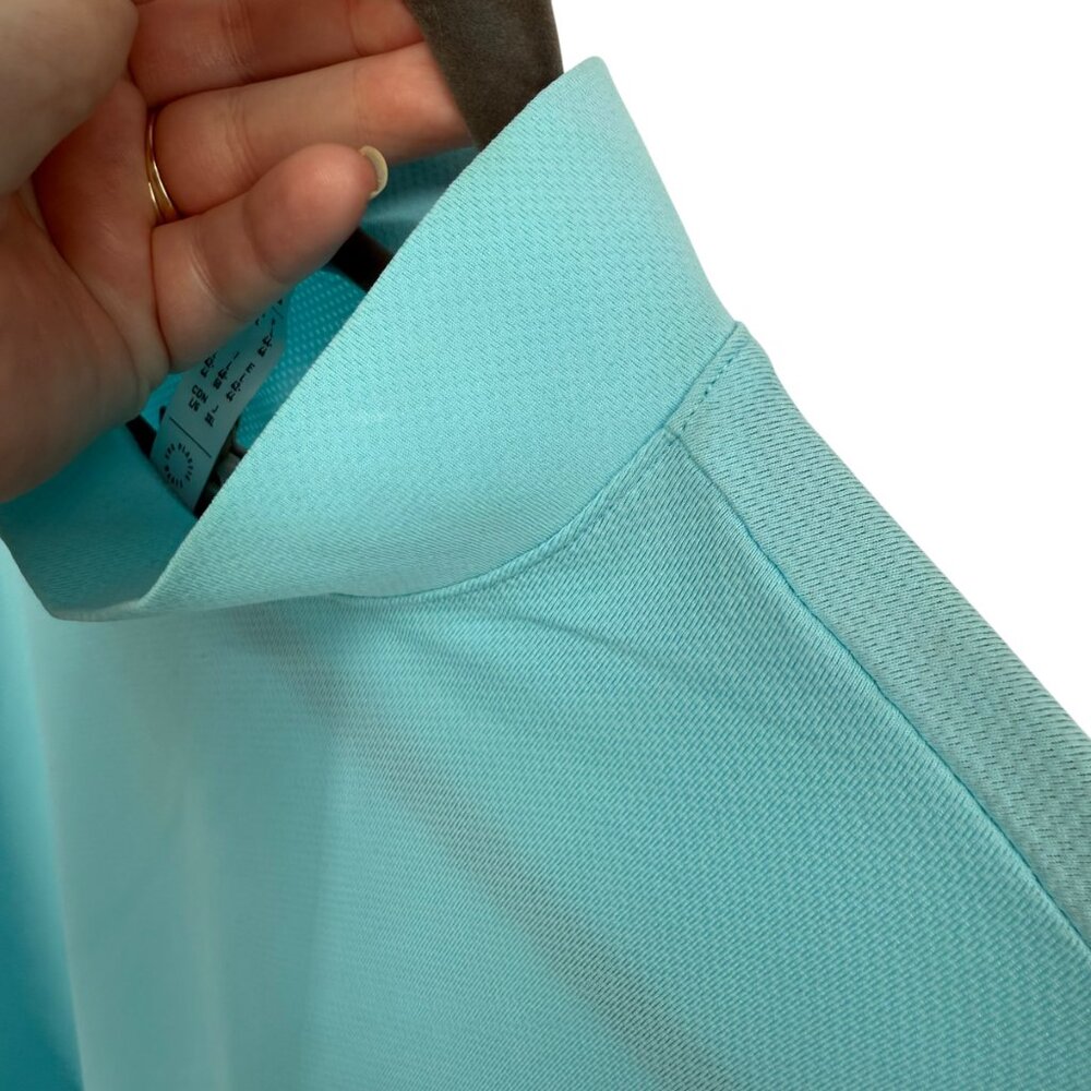 Adidas Golf Shirt Women's Large Bliss Blue Mock Neck UPF 50 Stretch HM5543 NWT - Picture 13 of 14